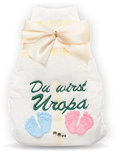 Du wirst Uropa, Tanjo bestickte Windel, creme, Schwangerschaft verkünden Urgroßeltern, Schwangerschaft verkünden Uropa, du wirst Urgroßvater Geschenk zur Geburt