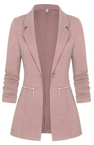 Tomwell Femme Élégant Blazer Femme Chic Veste Blazers Veste De Costume Manche Longue OL Bureau Affaires Pockets Boutons Costume Blouson Jackets Cardigan Blazer Rose S