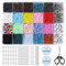 Behave Glasperlen DIY Set in 20 Farben (12,000 Stück/3mm) mit 312 Buchstabenperlen Zum Auffädeln, Schere,100 Sprungringe, Kalotten & Quetschperlen,30 Karabiner Verschlusse,2 Elastische Fäden&Sammelbox