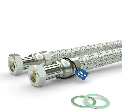Aquintos® Flexschlauch HDPE Trinkwasserschlauch - Panzerschlauch - Edelstahlschlauch | Größe wählbar (1 Zoll, 100cm DN25)