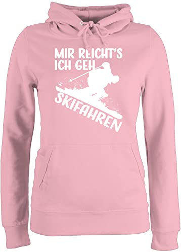 Pullover Damen Hoodie Frauen - Snowboard, Ski und mehr - Mir reicht's ich geh Skifahren - weiß - M - Hellrosa - für wintersport skifahrer hoody fahren pulli gehe hoodies reichts hoddies/pullies