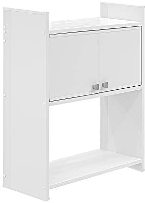 Inbagno Pensile sopra Lavatrice salvaspazio con Ante e Ripiani a Vista, L 65 x P 26 x H 79 cm, in PVC Bianco, Ideale per Esterni