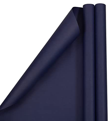 JAM PAPER Geschenkpapier, mattes Geschenkpapier, 1,5 m², matt, Blau (Presidential Blue), 2 Rollen