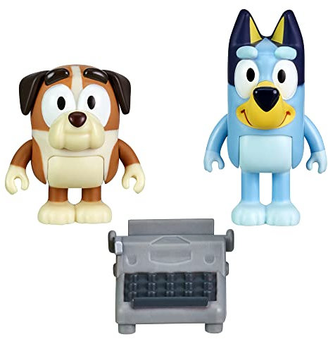 Bluey and Winton School Friends 2 Pack Official 6.3-7.6 cm Collectable Character Action Figures with Typewriter Accessory