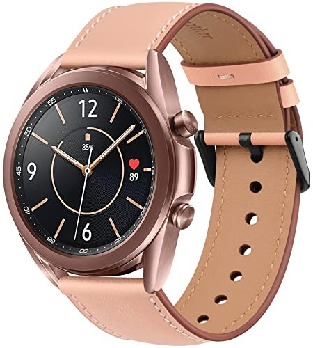 Meliya Lederarmband für Samsung Galaxy Watch 3 Armbänder 41 mm, für Damen und Herren, 20 mm, verstellbar, weiches Leder, Ersatzband für Galaxy Watch 3, 41 mm, Rosa