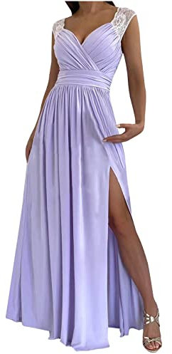 2023 Vestidos Corto sin Manga Mujer, Elegante Vestidos Fiesta Cuello en V Encaje Vestido de Cóctel Noche Suelto Vestido Vestir Moda Sexys Vestidos Partido Playa Vacaciones