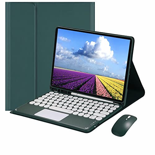 CLALOC Etui Clavier 12,4 Pouces pour Samsung Galaxy Tab s8 Plus / s8 + / S7 Fe / S7 + / S7 Plus Clavier Bluetooth magnétique Amovible avec trackpad et Porte - Stylo intégré,Dark Green,S7FE