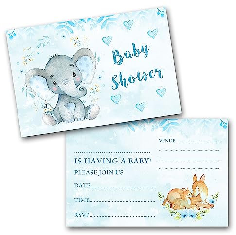 Baby Shower Invitations (WRITE ON) Pack invites & Envelopes (Blue Pack of 15)