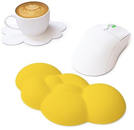 ZIYOU LANG Cloud Souris Repose-Poignet pour Clavier, Wrist Rest Support De Poignet Ergonomique pour Tapis De Souris Avec Sous-Verre, Repose-Mains pour Ordinateur, Ordinateur Portable, Souris-Jaune