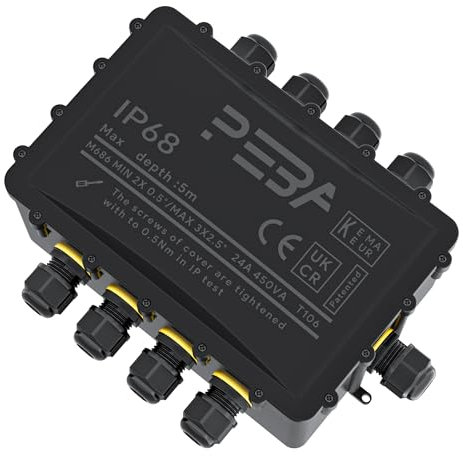 PEBA® Scatola di Giunzione Impermeabile IP68,Scatole di derivazione impermeabili,Scatole derivazione esterne - Scatola di connessione elettrica a 9 vie per cavi da Ø4-14mm,Connettori cavi impermeabili
