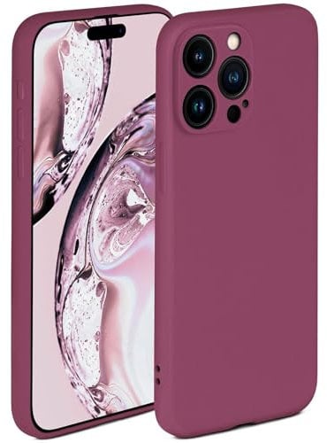 ONEFLOW Soft Case für iPhone 15 Pro Hülle aus Silikon mit Kameraschutz, Silikonhülle mit erhöhtem Schutz fürs Display, Backcover Schutzhülle, weiche Handyhülle, Pflaume