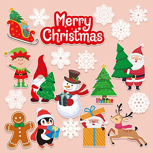 40 calcomanías de gel grueso de Navidad para ventana de Navidad, calcomanías de gel para niños y adultos, hogar, avión, aula, guardería, suministros de fiesta de Navidad, decoración extraíble
