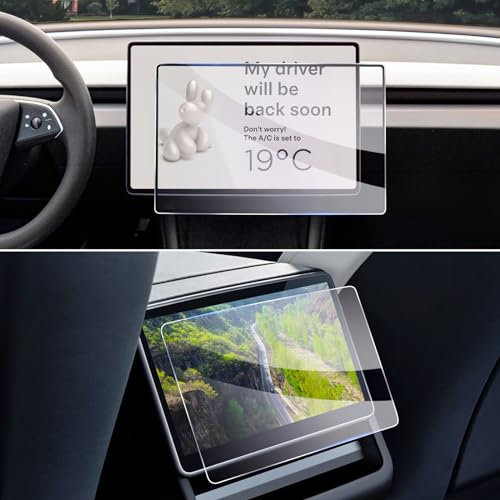 GAFAT [Lot de 2] Tesla Model Y Juniper 2025 2026/ Model 3 2024 2025 Film de Protection d'Écran 15,4 Touchscreen + 8 Touchscreen Arrière, en Verre pour Model 3 Highland Touchscreen, 9H Anti-Rayures