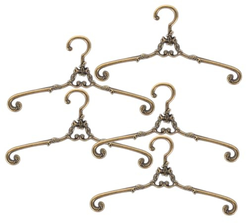 SAFIGLE 5 Pièces - Lot Cintres Miniature Poupée - Accessoires de Rangement Vêtements pour Poupées - Porte-Vêtements et Support pour Robes, Manteaux et Chaussures - Rack pour Poupées Miniature - Design
