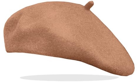 Van Der Rich ® - Klassischer französischer Baretthut Barett Wolle - Damen (Champagne, One Size)