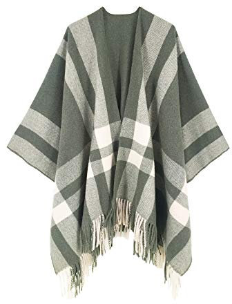 breezy lane Damen Schal Wrap Plaid Poncho Cape Übergroße Open Front Strick Umhang Quaste Decke Cardigans für Herbst Winter Urlaub
