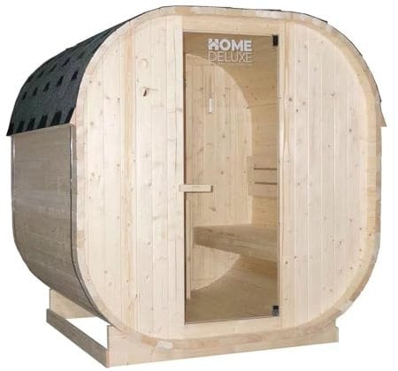 Home Deluxe - Sauna d'extérieur Cube L - Dimensions : Environ 194 cm x 185 cm x 180 cm, Bois : épicéa - avec poêle et Accessoires pour Sauna I Sauna de Jardin, Sauna d'extérieur, tonneau pour Sauna