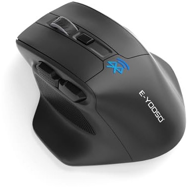 Yeemie Bluetooth-Maus Große Maus für große Hände, Wireless Mouse Kabellos mit Tri-Mode (Bluetooth 5.0/4.0+2.4G), 4800 DPI Mäuse für PC, Mac, Laptop, Schwarz