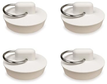 Tapones de drenaje blancos de 25,5 mm a 31 mm, tapón de fregadero de baño, tapones de goma con anillo colgante para bañeras, fregaderos de cocina, lavabos de mano, 4 unidades