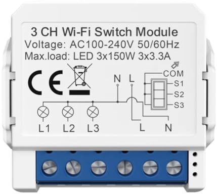Desikixudy Tuya Smart WiFi Interruttore della luce di controllo a 3 vie Mini interruttore controllato da Yandex Alexa Home