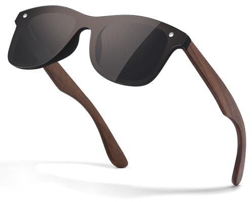 Glapeame Sonnenbrille-Herren-Holzbein-Polarisierte-Walnuss-Sonnenbrillen-Damen-Sunglasses-Men-Sonnen brille-Women-UV400 Schutz-Retro-Schwarze Sonnenbrille-für Angeln-Camping,12