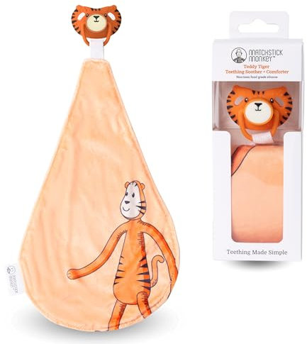 Matchstick Monkey All in One Schnuller, Beißring und Tröster – Kiefergerechter Sauger & antimikrobieller Schutz, geeignet für Neugeborene, Teddy-Tiger