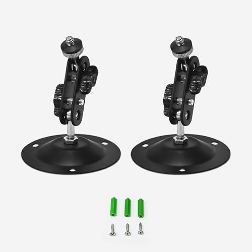 ANMOO 2Pcs Metal Outdoor Wall Mount CCTV Camera Bracket Stand Holder Black 3 Inches Height
