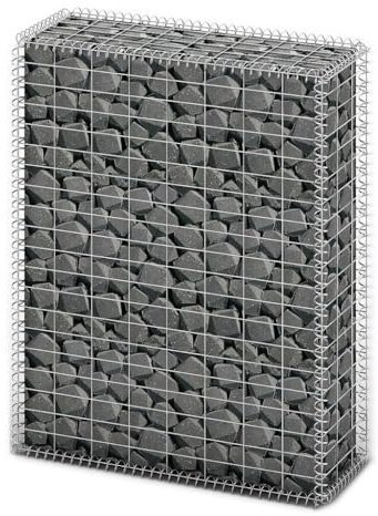 Baziroo Steinkorb Verzinkter Stahl 100x80x30 cm Silber Gabionenwand Garden Fence Steinkoerbe Gabionengitter Gabione Stein Wand Gabionen Sichtschutz Gabion Wall Gabion Basket