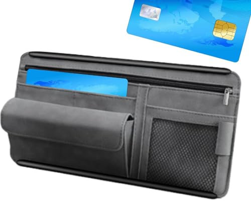 28/5,000 Auto Sonnenblende Organizer,Visier-Organizer - Taschen-Organizer für Auto-Innenzubehör,Kartenhalter mit Mehreren Taschen, Aufbewahrungstasche für Auto, LKW, SUV, Auto-Visier-Zubehör