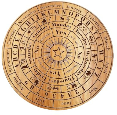 Xasbseulk Pendelbrett, Wünschelruten-Wahrsagungstafel, 20 cm, Ouija-Spirituosenplanchette, Nachrichtenbrett mit Zahlen und Buchstaben, Entscheidungsmacher, Wünschelrutentafel für Yoga,