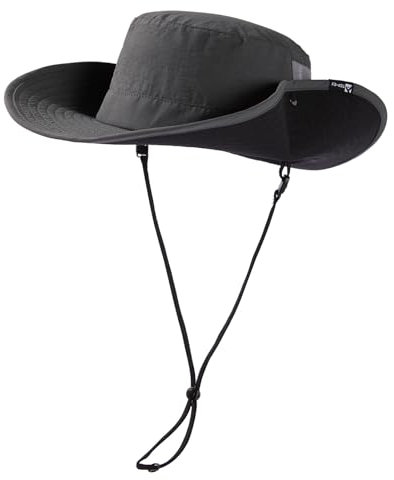 TOP-EX Herren UPF 50 Safarihut mit breiter Krempe und Sonnenbrillenhalter - UV-Schutz Fischerhut, Wasserdicht & Atmungsaktiv - Faltbarer Sonnenhut für Outdoor, Wandern, Camping, Angeln Dunkelgrau M/L