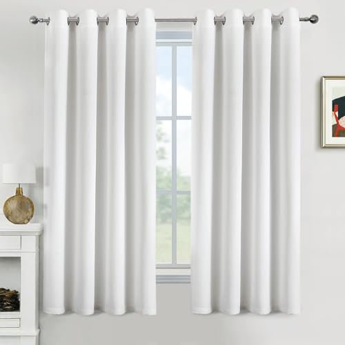 MIULEE Vorhänge Weiß Blickdicht mit Ösen, Schöner Weicher Verdunklungsvorhänge zum Verdunkeln von Räumen, 2er Set Gardinen Abdunkelnd Schlafzimmer Wohnzimmer Thermovorhang Kälteschutz 140X160 cm
