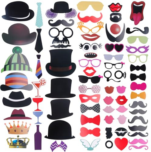 ZIGefofo 102 Stück Foto Requisiten Party Foto Booth Requisiten Dekoration für Hochzeit Foto Booth Props Photo für Karneval, Geburtstag,Hochzeit, Weihnachtsparty als Photo Booth Props