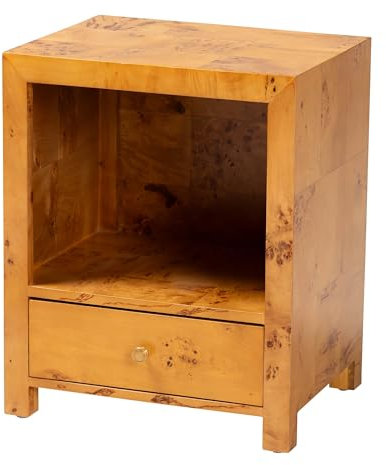 bali & pari Camira Holz-Nachttisch, 1 Schublade, helle Mappa-Wurzel