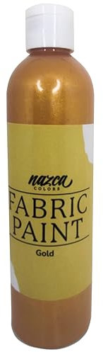 Nazca Colors Pintura Textil Oro 250ml – Pintura para Tela y Cuero Permanente ideal para Pintar Ropa, Camisetas, Jeans, Bolsas, Zapatillas de Tela y Piel – Gran Capacidad de Cobertura