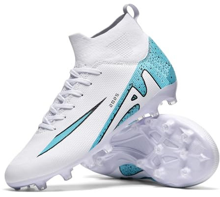 TOPSFEBA Fußballschuhe für Herren und Damen, Hallenfußballschuhe, Unisex, Baseball, Rasenschuhe, Jugend-Rugby-Schuhe, Erwachsene, AG FG TF Fußballschuhe, breiter Trainings-Sneaker, 2309 Ag White, 10