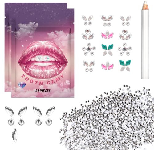Strass Dentaire Kit Strass Dentaire Kit Strass Dentaire Professionnel Strass Dentaire Kit Livré Avec 1440 Strass Et 5 Diamants Marquise Adapté à la Décoration des Ongles et des Dents