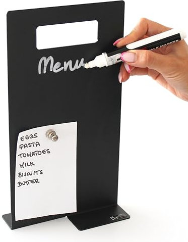 KalaMitica - Magnetische Tischtafel Format A5 – 15 x 27 cm – doppelseitige schwarze Tafel, beschreibbar und abwischbar - Thekenaufsteller, Menühalter für Restaurant, Bar, Geschäft