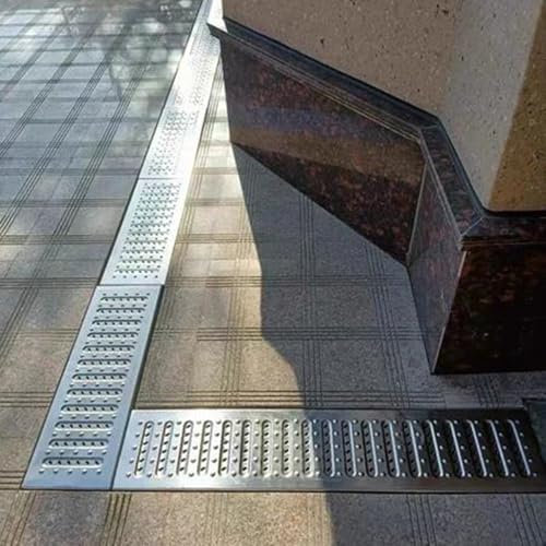 Entwässerungsrinne Hof- Graben-Abflussgitter 58 cm Lang, Langlebige Metall- Rinnenentwässerungsrinne, Abnehmbarer Kanaldeckel für Hausseite, Außenseite Regenrinne(58 x 20cm (22 7/8 x 7 7/8))