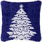 CAIRF Latch Hook Kit Blue Xmas Tree Pattern A Latch Hook Cushion Kits Latch Hook Kits for Aadults DIY Needlework Crafts Cover Case, 43 X 43 cm