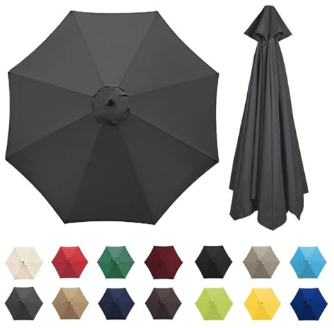 Auvent De Remplacement Pour Parasol, 2/2,7/3m, Tissu De Remplacement Pour Parasol, 6/8Bras, Protection UV En Polyester, Auvent De Parasol De Table De Marché,Housse De Remplacement Pour Parasol(Grey,6