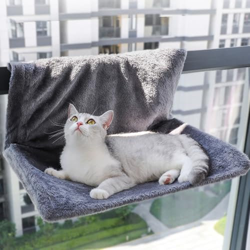 VRTYVEYBB Lit de radiateur suspendu pour chat – Plat – Réglable au-dessus du radiateur pour chats d'intérieur – 45 cm x 30 cm x 24,5 cm (gris)