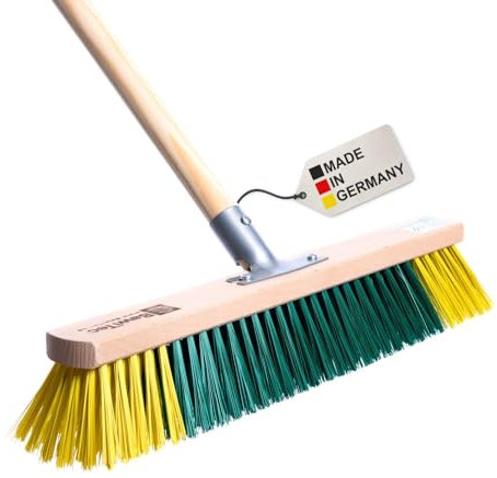 BawiBlitz-Besen Universeller Kehrbesen von BawiTec in verschiedenen Ausführungen mit oder ohne Stiel spezielle zweifarbige Elaston-Eralon-Borsten Gartenbesen (50cm/mit 28mm Holzstiel 160cm)