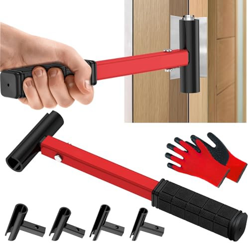 LGVOA 4 in 1 Türscharnier Einstellwerkzeug – Robustes Scharnier Spalt Einstellschlüssel, Verstellbares 14–25 mm Türscharnierschlüssel mit Gummigriff und Arbeitshandschuhen