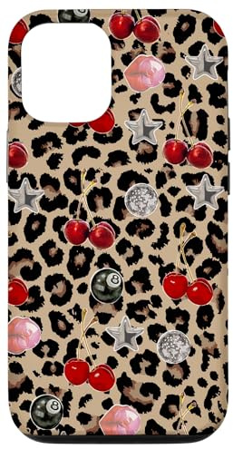 Cherry Star Ball 8 & Disco Ball On Cheetah Leopard Print Case for iPhone 12/12 Pro