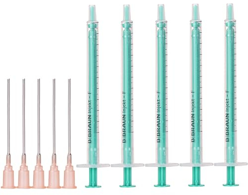 MedixX Spritzenset Spritzen-Set Hobbyspritze mit stumpfer Nadel verschiedene Größen für Hobby und Heimwerk, Spritzen einzeln steril verpackt (5x 1ml Spritze & 5x Kanüle)