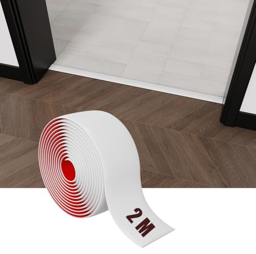 Profilé de transition épais, autocollant, pour relier les espaces du sol, seuil de tapis, carrelage (blanc-2 m)