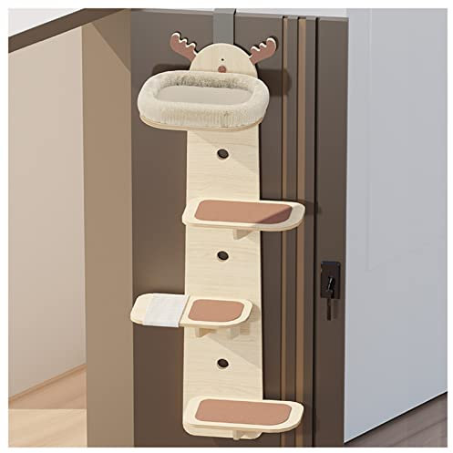 Cat Climber Tree Tower, Multi-Level Indoor Cat Condo, Door Hanging Cat Tower with Cloud Shelf Board for Active Cats, Space-Saving Design for Home Use