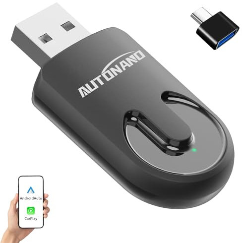 Adaptador inalámbrico CarPlay y Android Auto 2 en 1: compatible con Apple CarPlay, Android Auto, Plug & Play, conexión inalámbrica rápida