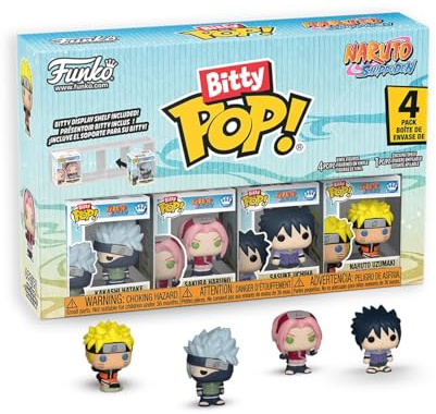 Funko Bitty POP! 4 Pack: Naruto Shippuden - Team 7 (1 in 6 Chase Chance) | Offizieller Fanartikel und Merch - Winzige Mini Figuren mit Display Regal - Tortendeko, Mitgebsel und Wichtelgeschenk